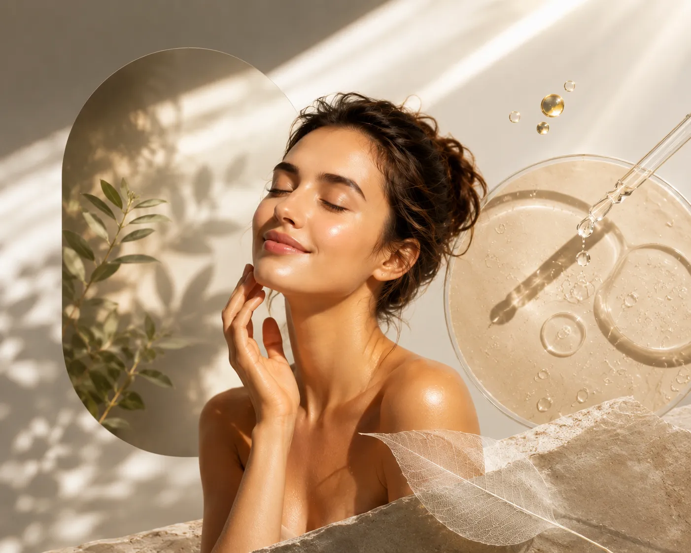 Woman applying skincare for healthy, glowing skin