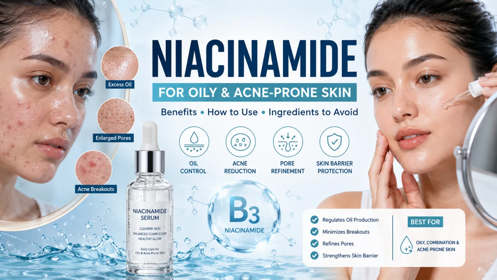 Niacinamide for Oily and Acne-Prone Skin: How to Use It, and What Not to Mix It With