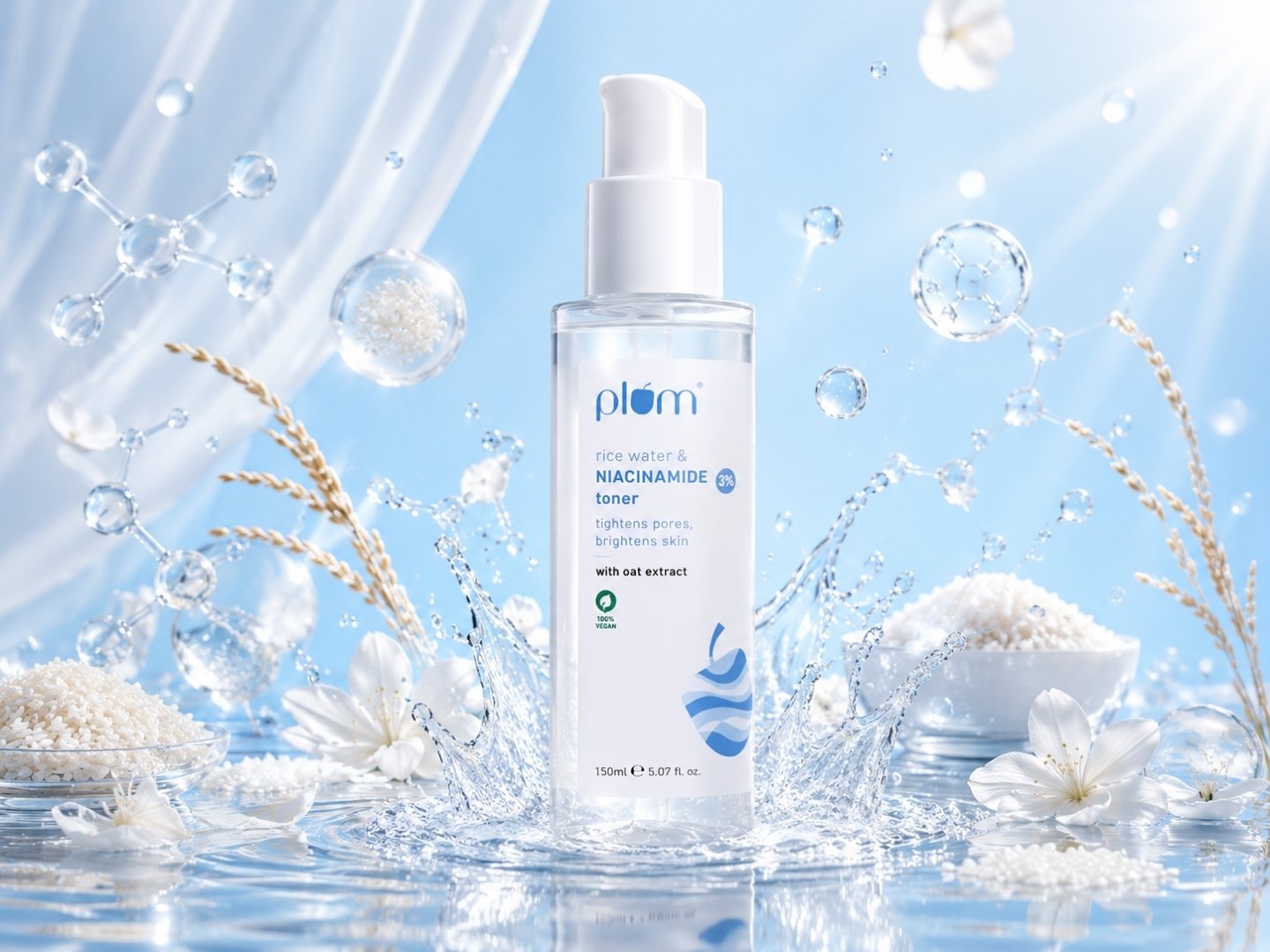 Plum 3% Niacinamide & Rice Water Toner (150ml)